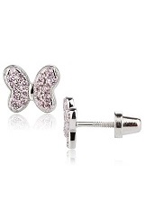 catchy silver cubic zirconia October birthstone butterfly baby earrings